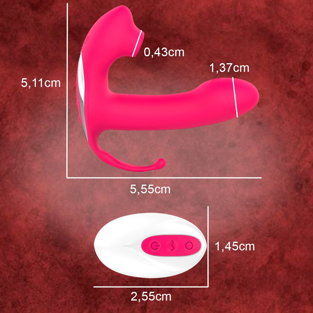 Dildo Vibrador 3 en 1 - Succionador de Clítoris y Estimulador Anal