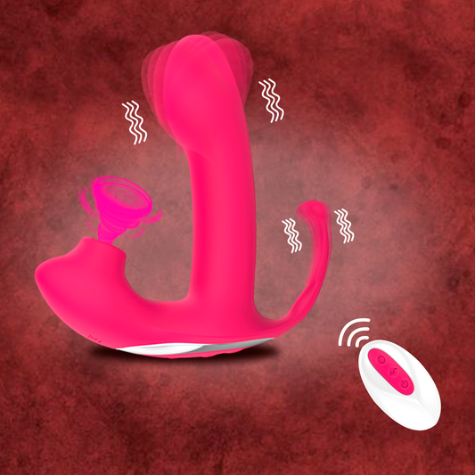 Dildo Vibrador 3 en 1 - Succionador de Clítoris y Estimulador Anal