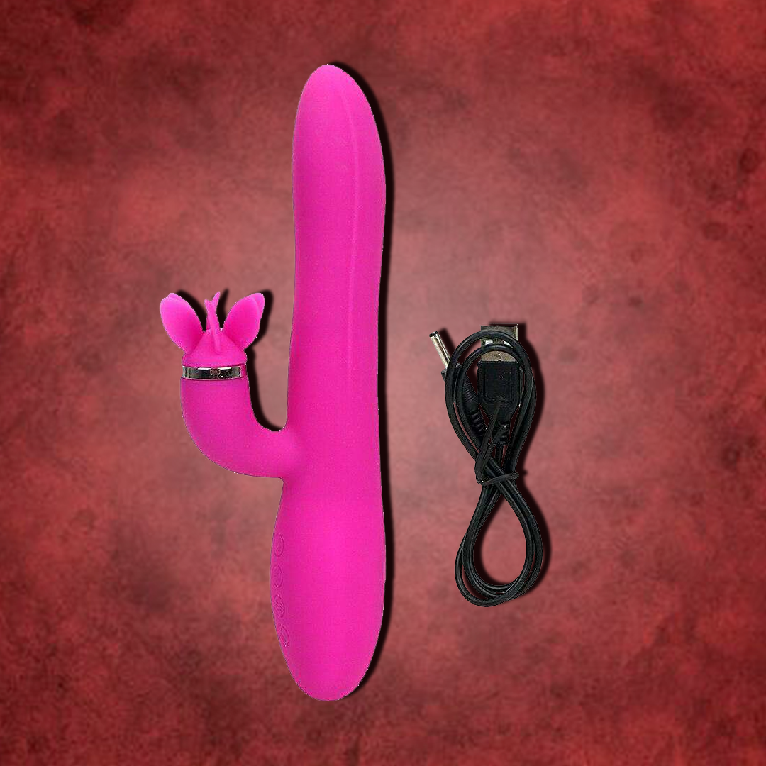 Vibrador con Estimulador de Clítoris en Forma de Carrusel